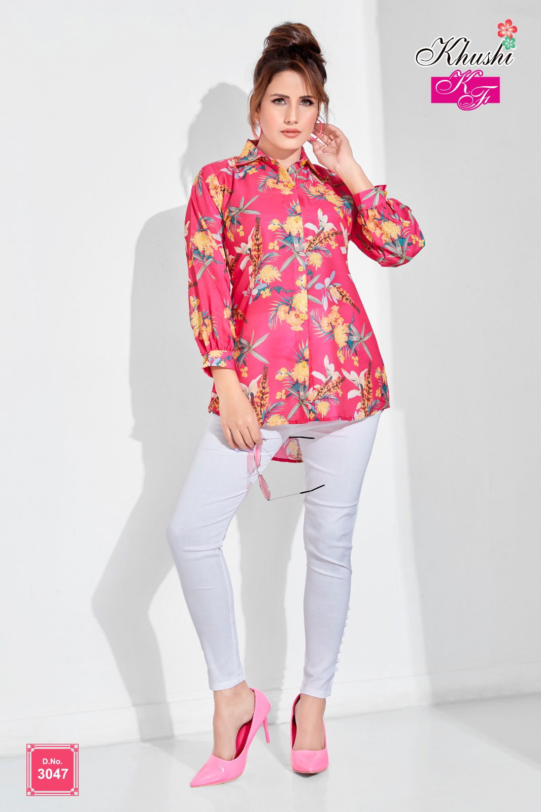 Fancy Digital Printed Ladies Shirt Catalog